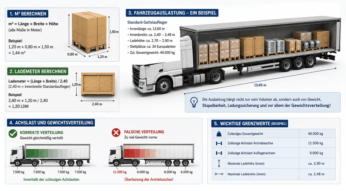 Lademeter und m&sup3; im LKW-Transport einfach erkl&auml;rt